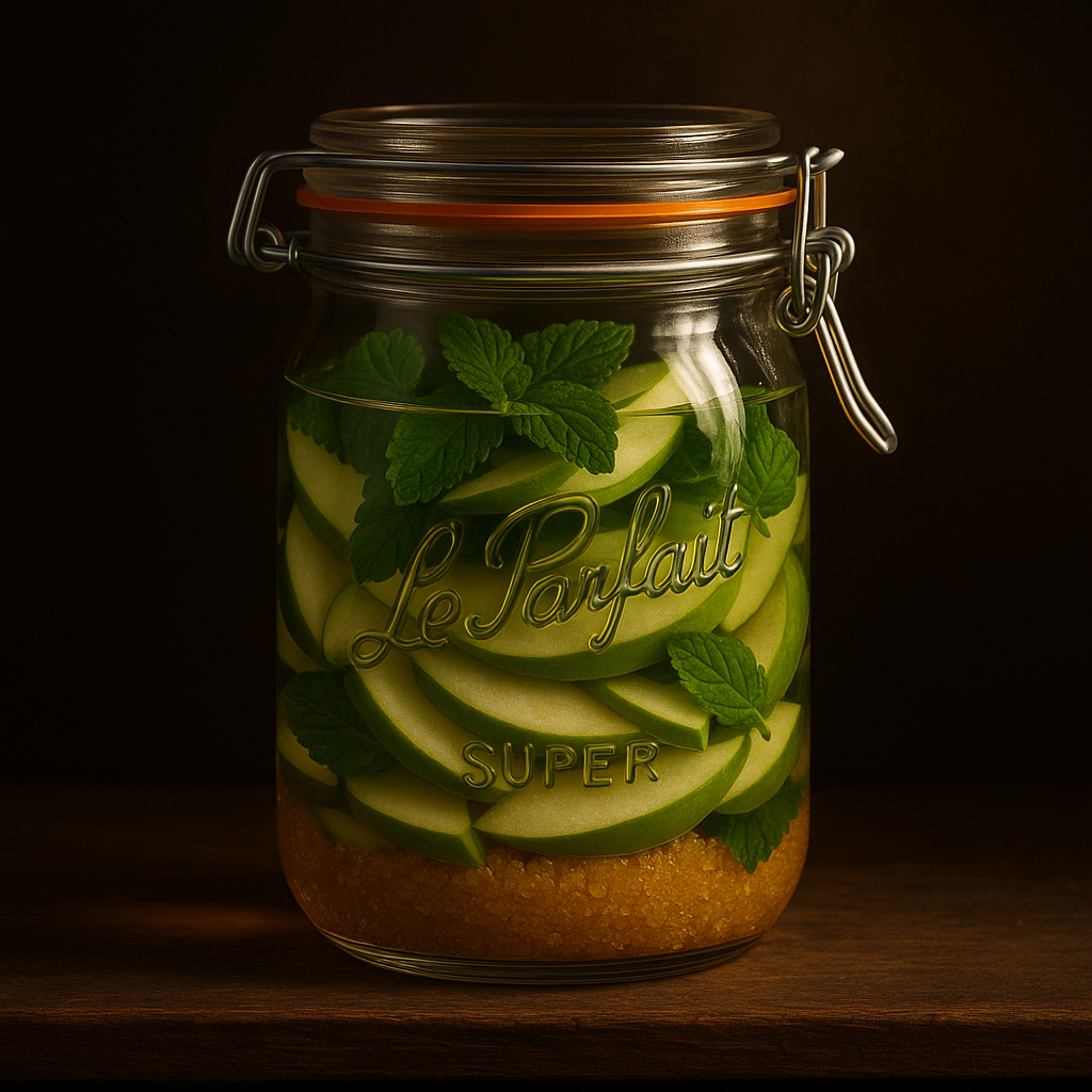 Rhum arrangé pomme verte, mélisse fraîche & sucre de canne blond