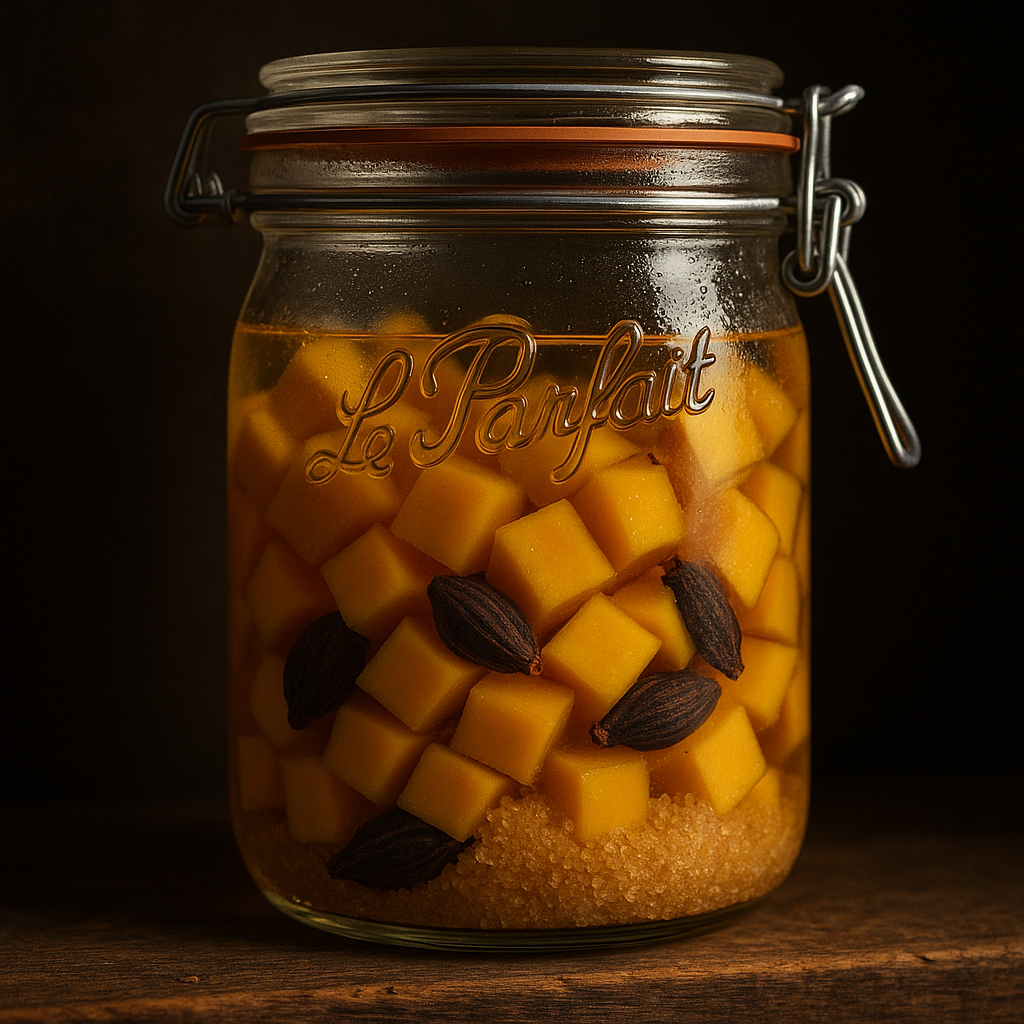 Rhum arrangé mangue fraîche, cardamome noire & sucre de canne blond