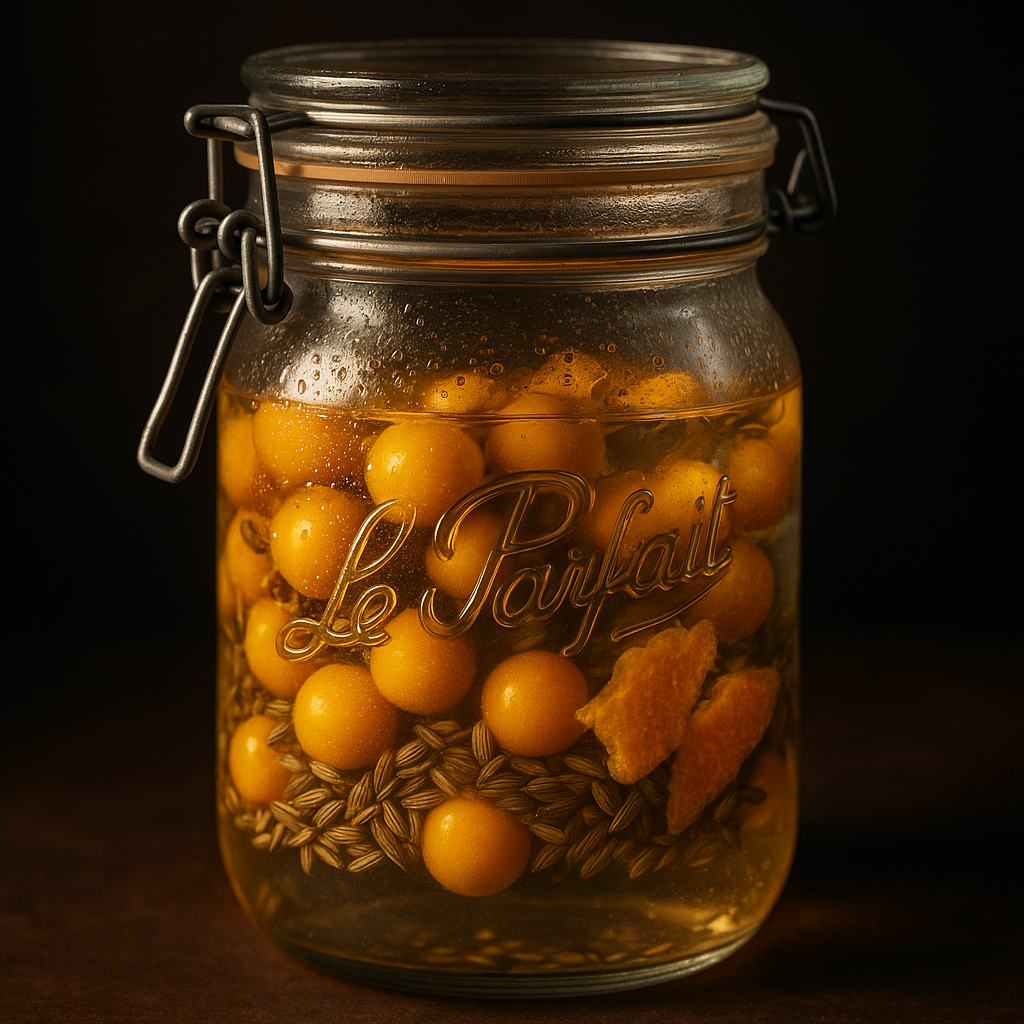 Rhum arrangé physalis doré, gousse de fenouil & zeste de bergamote