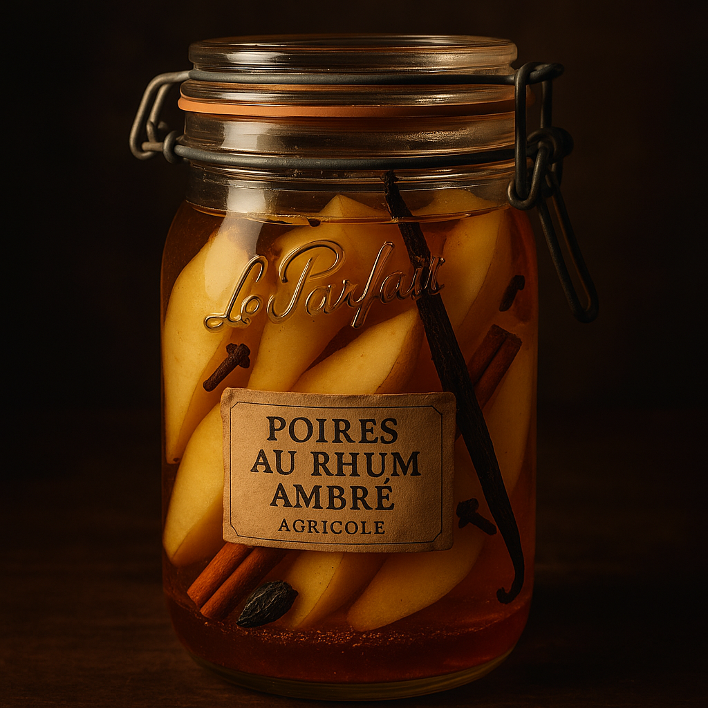 Rhum arrangé poire de Normandie, miel de châtaignier & fève tonka